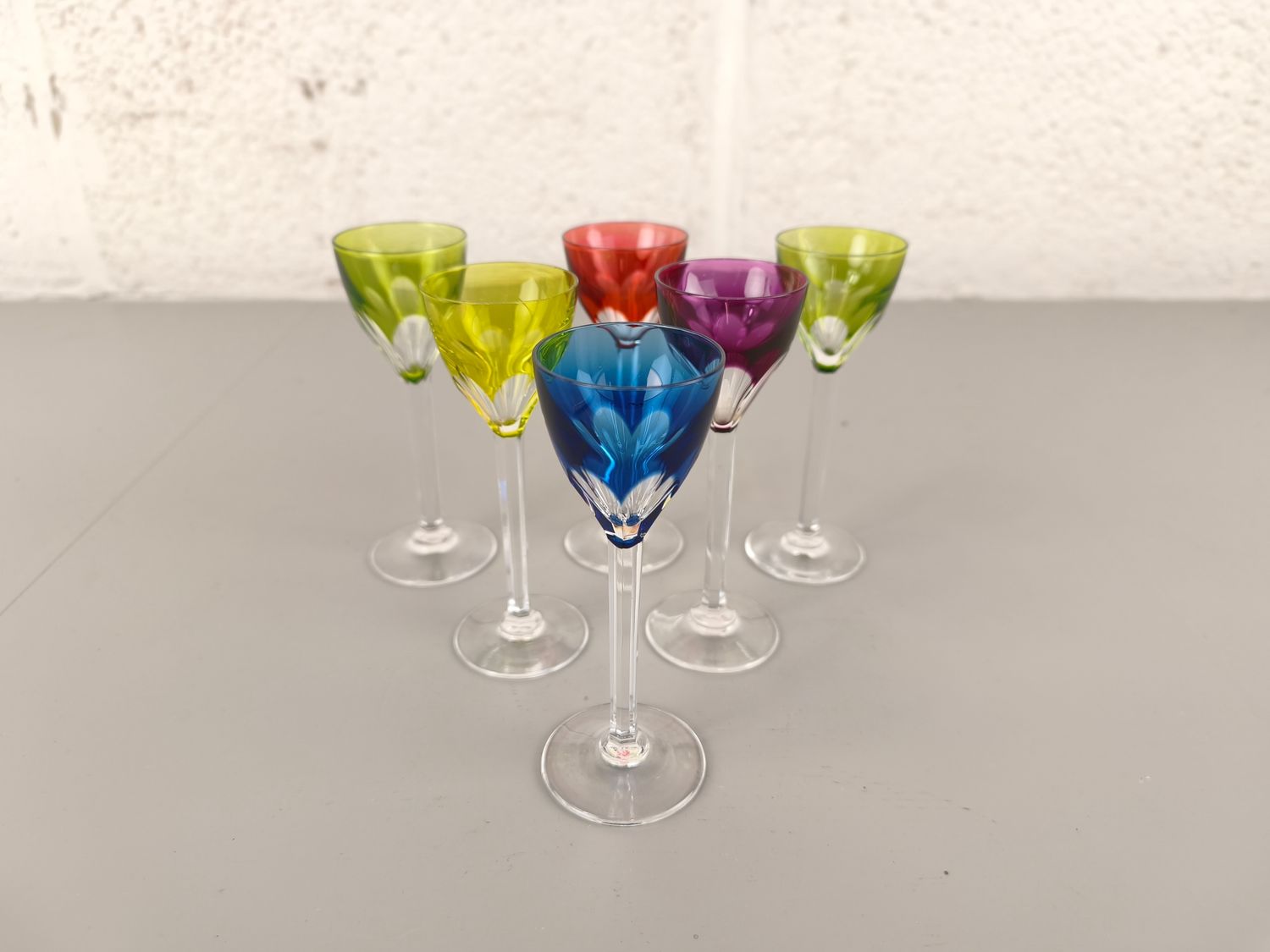 Val Saint Lambert model Gevaert shot glasses