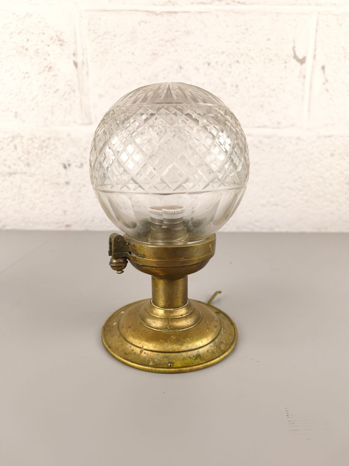 Old brass &amp; cut glass ceiling lamp