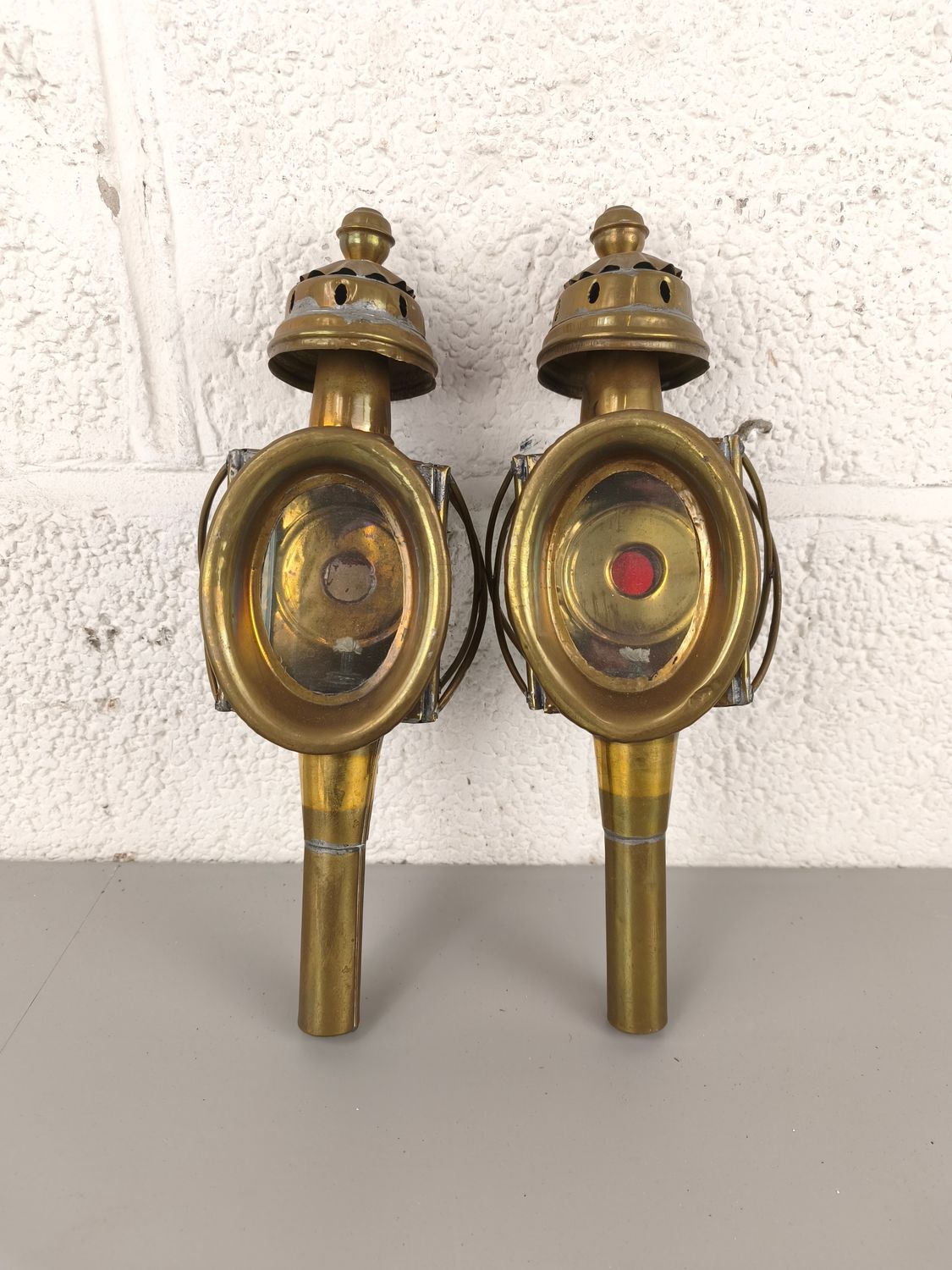 2 antique carriage lamps