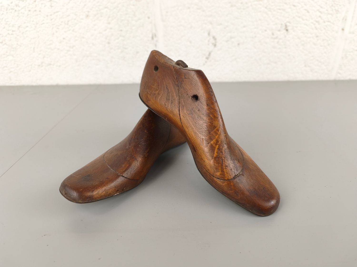 Pair of antique wooden shoe molds
