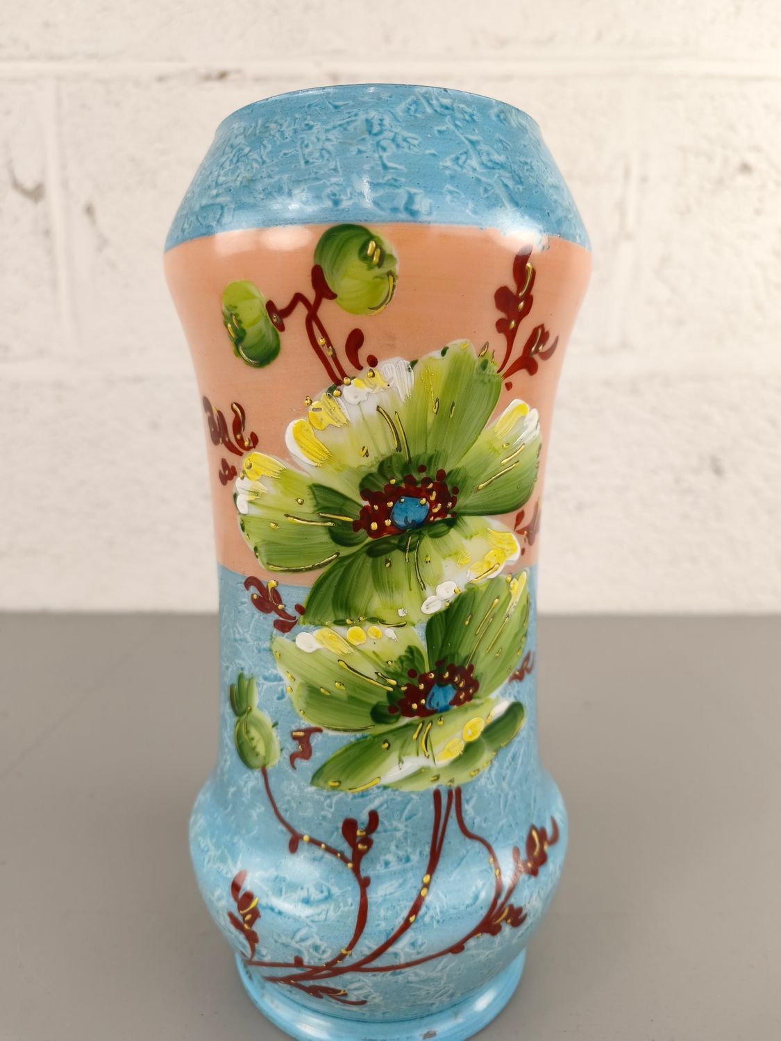 Hand painted opaline vase