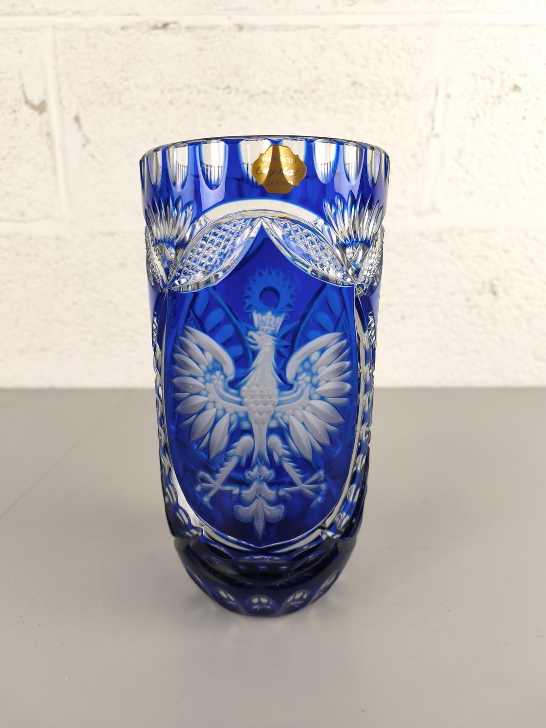 Polish blue crystal vase