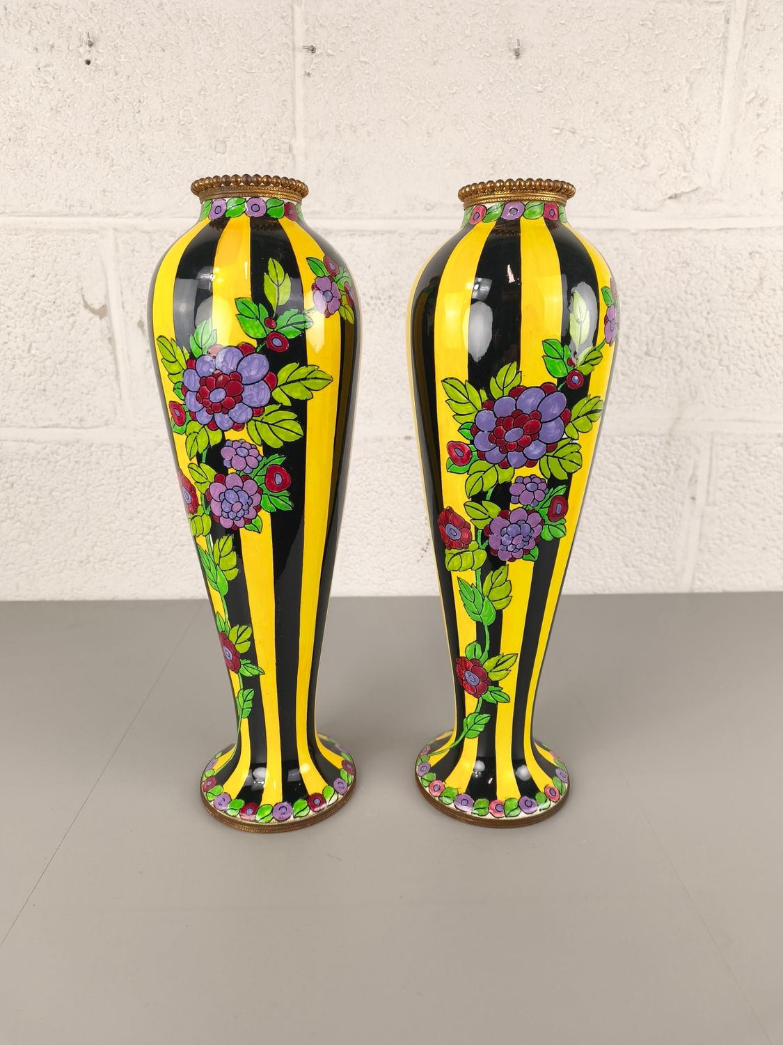 Pair art deco vases by Charles Catteau for Boch Keramis