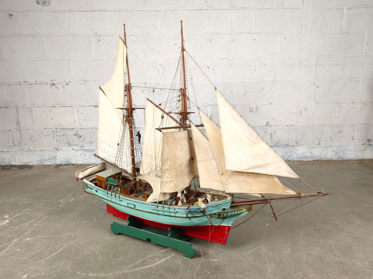 Large wooden miniature sailing ship
