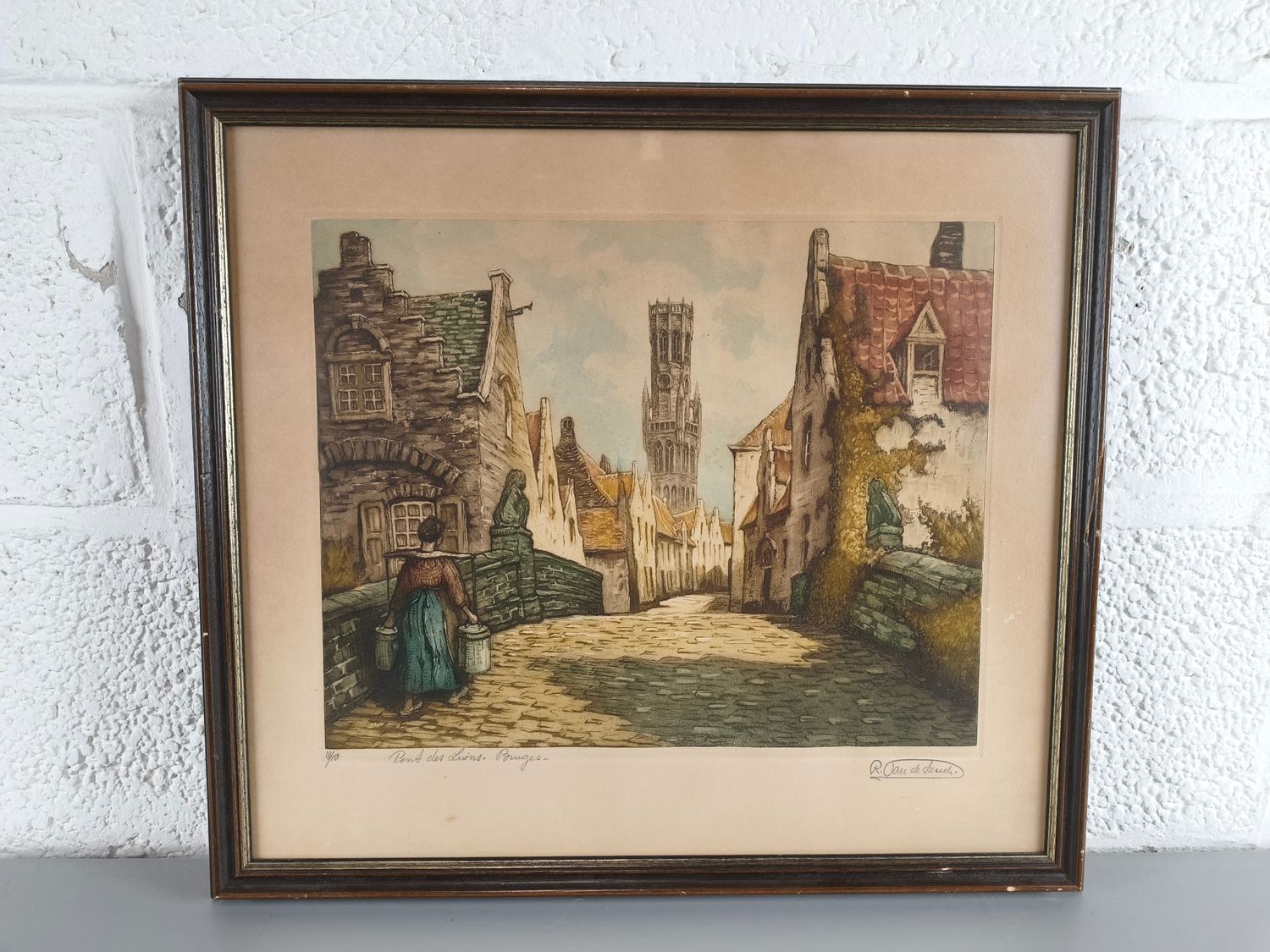 R. Van de Sande - Etching - lion bridge Bruges