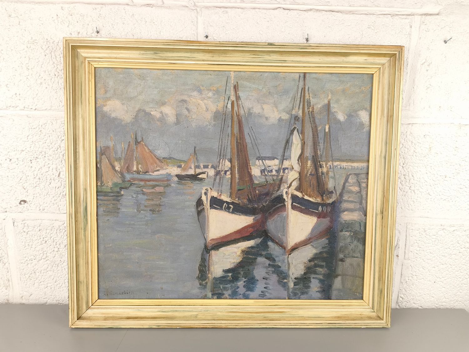 Maritime painting - fishingboats Ostend