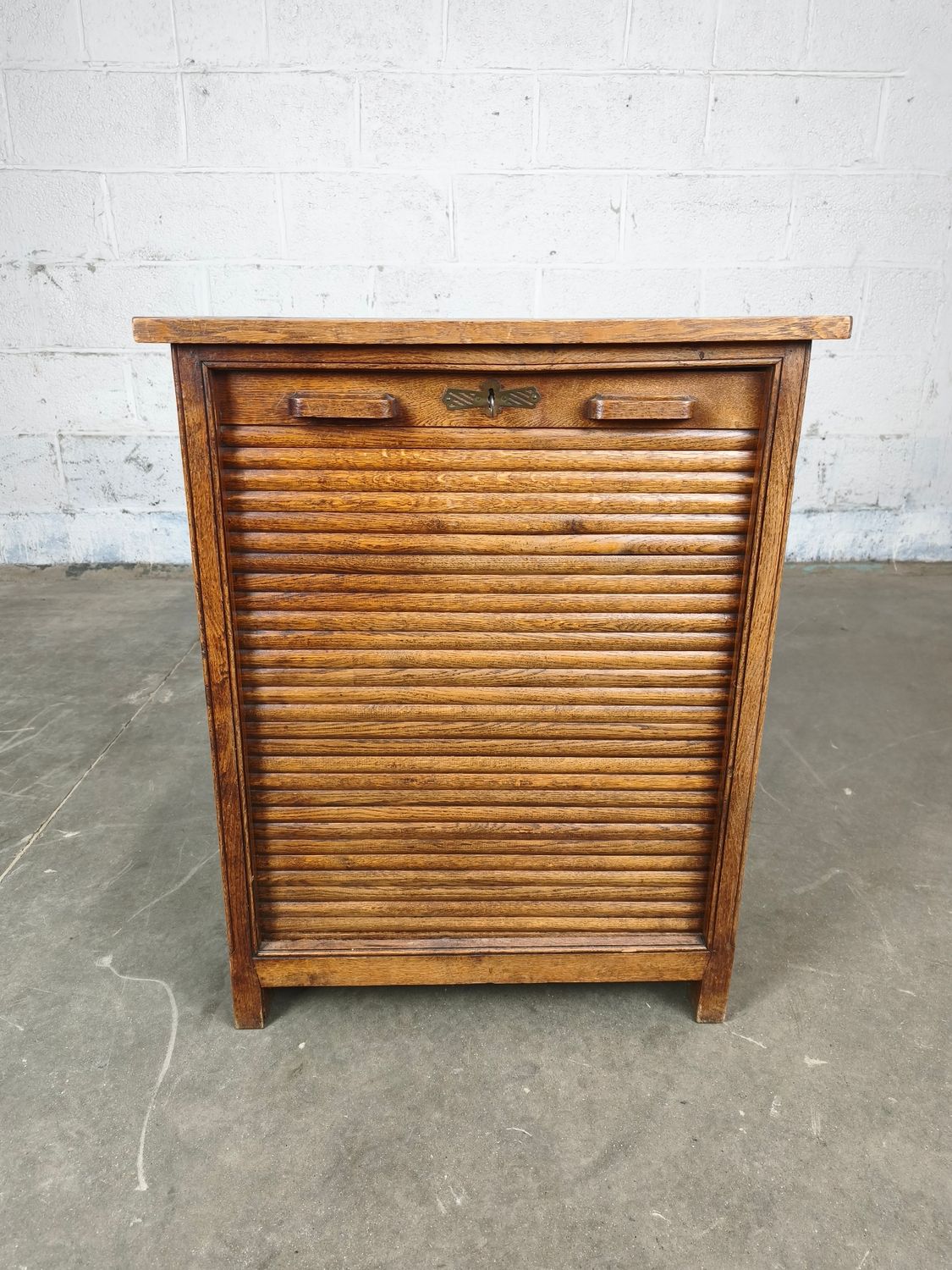 Old oak roller shutter cabinet