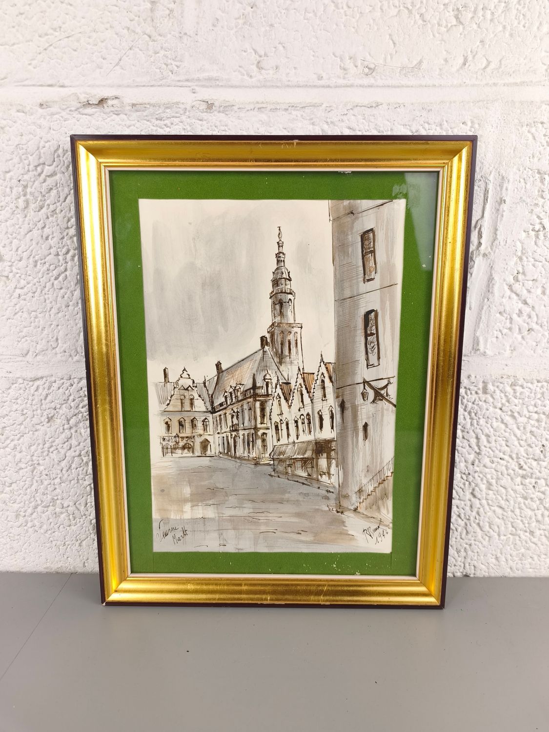 Watercolour of Veurne market
