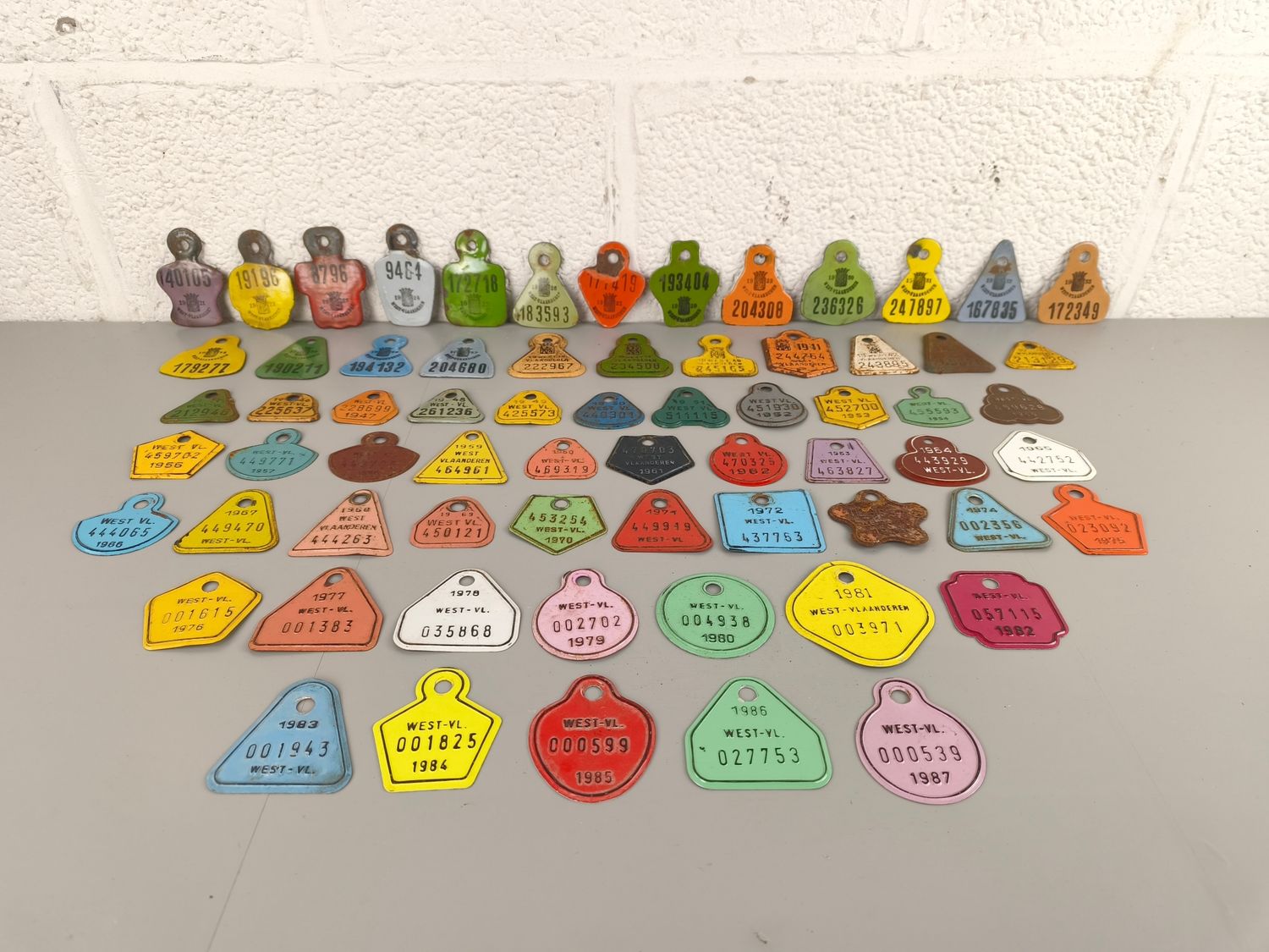 Complete set of bicycle license plates 1921-1987