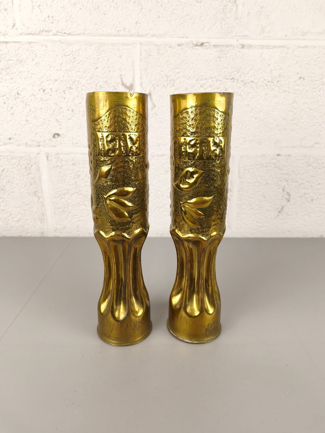 Pair of trench art shells