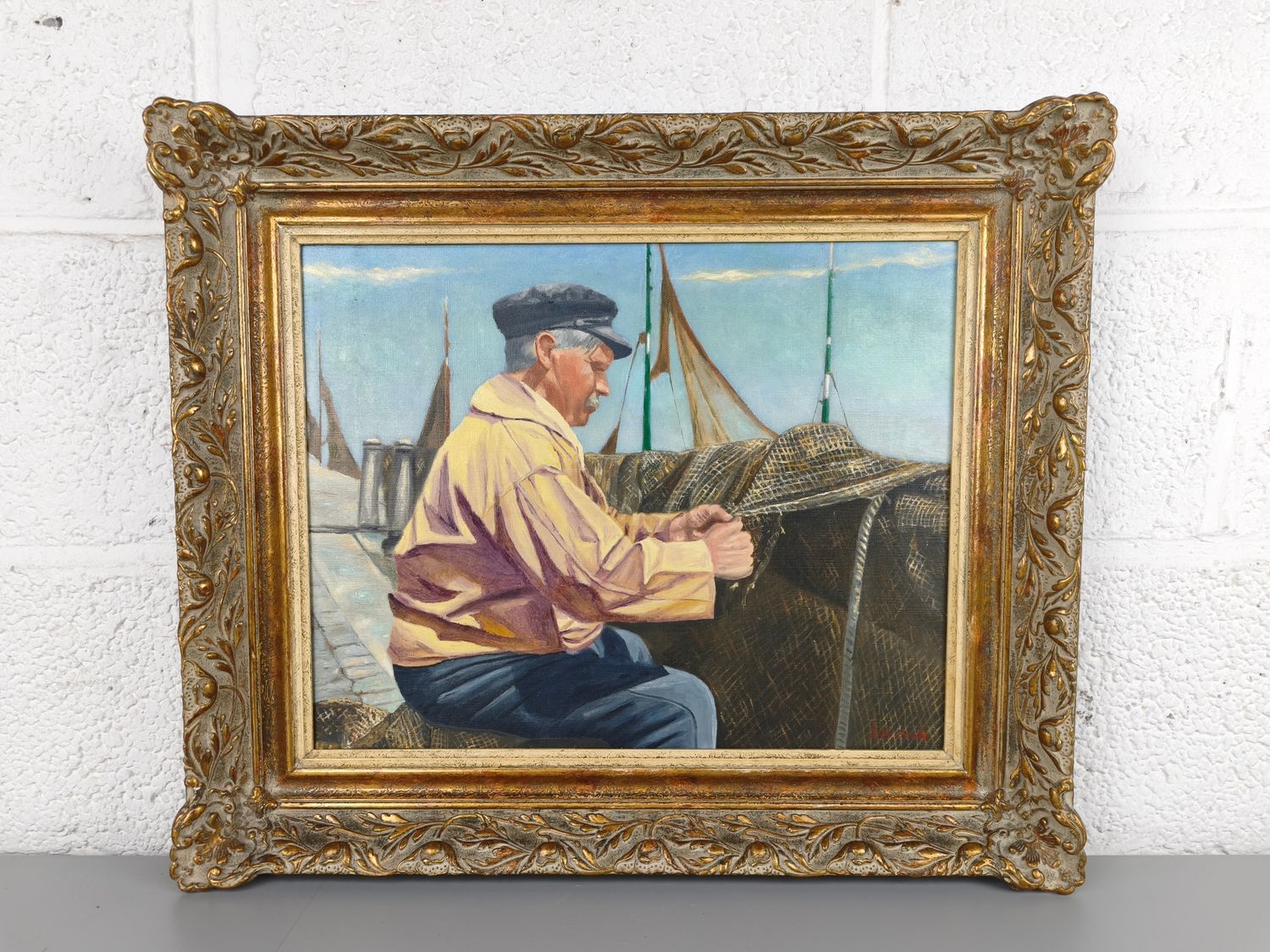 A. Vanhoucke - painting - fisherman repairing nets