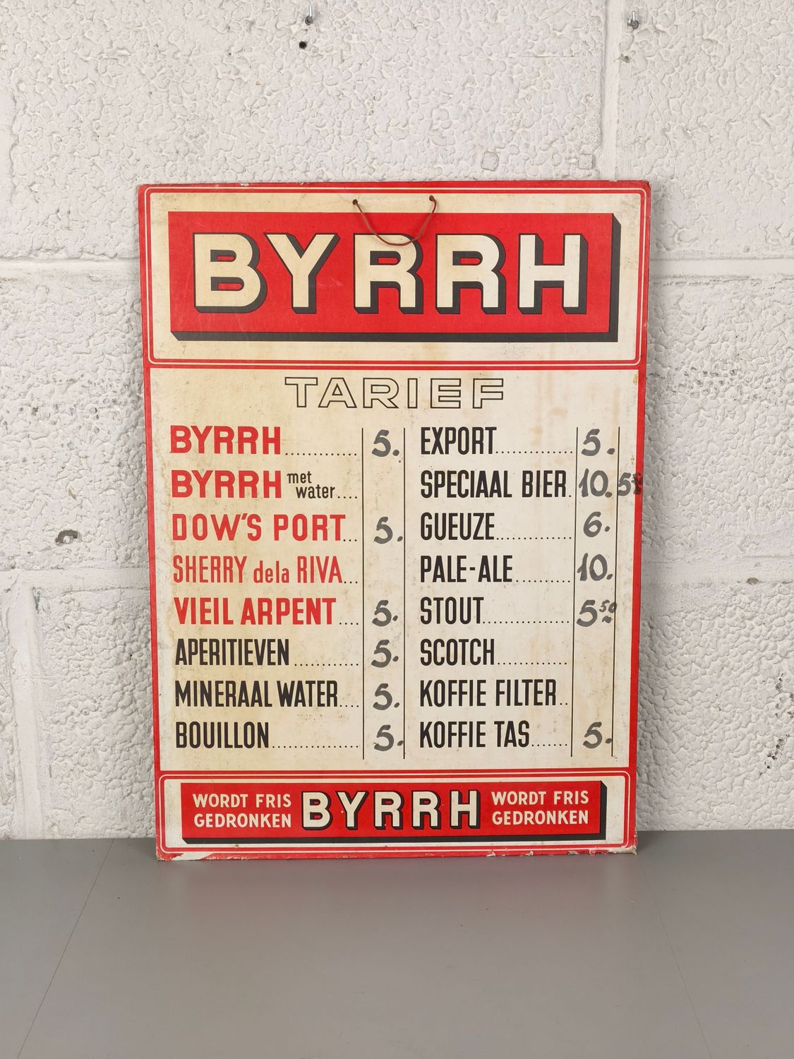 Old Byrrh price list