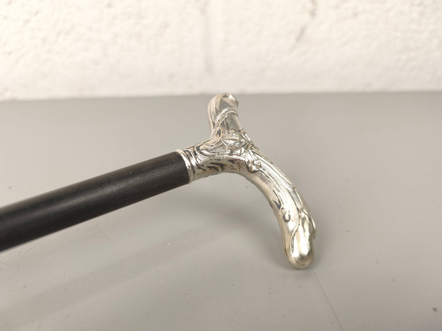 Antique .800 silver walking cane