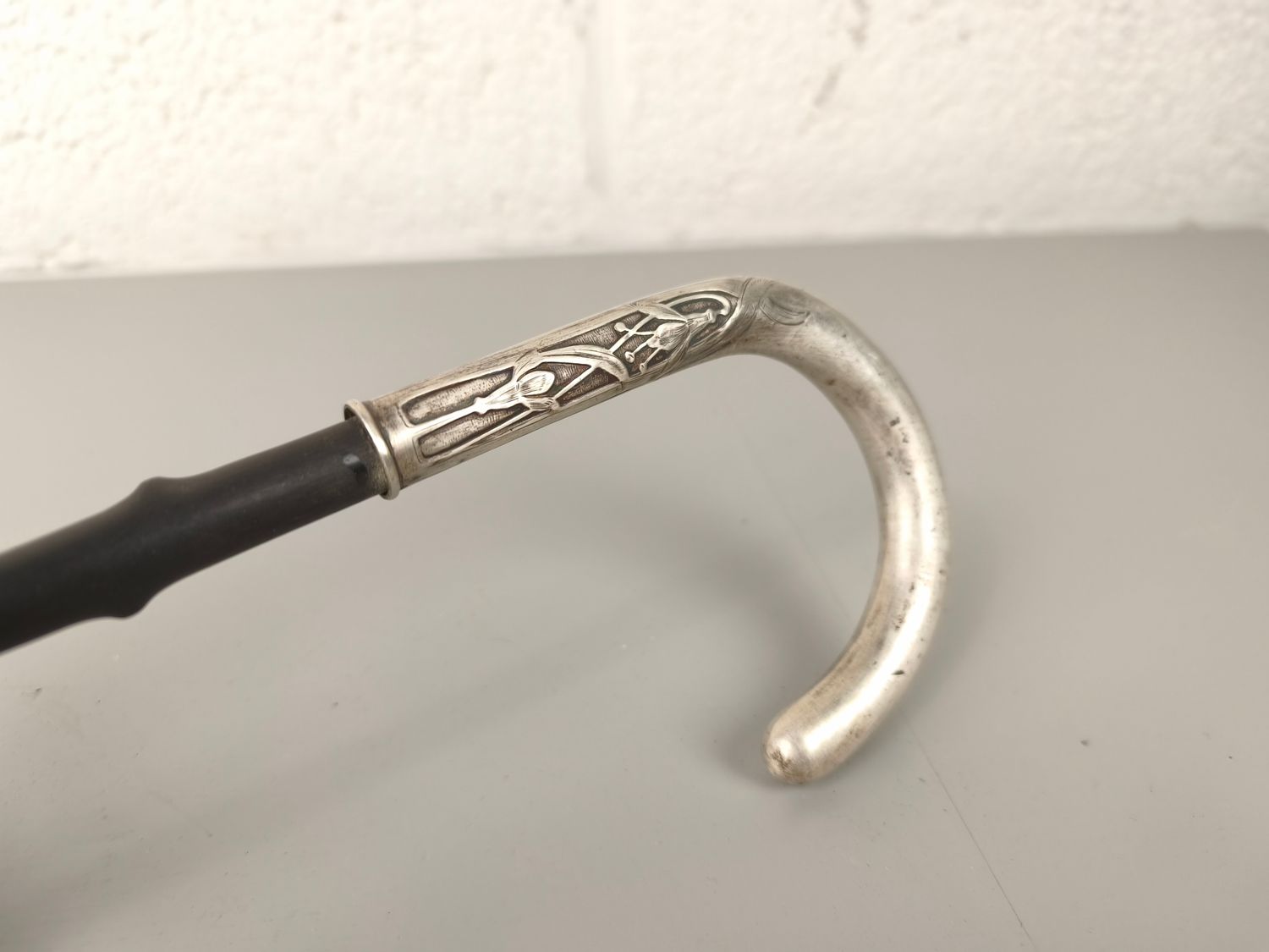 Antique .800 silver walking cane