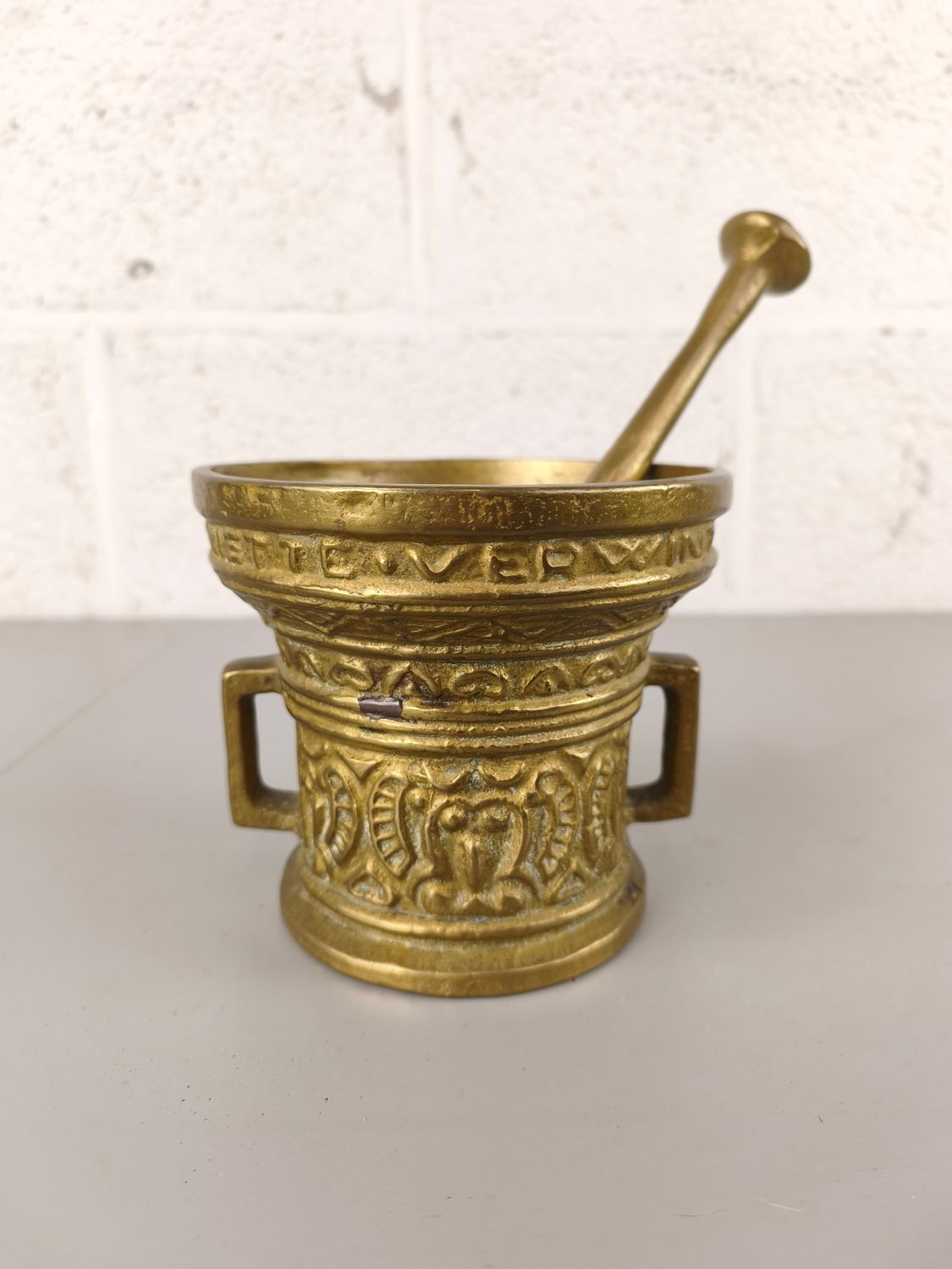 Large brass mortar