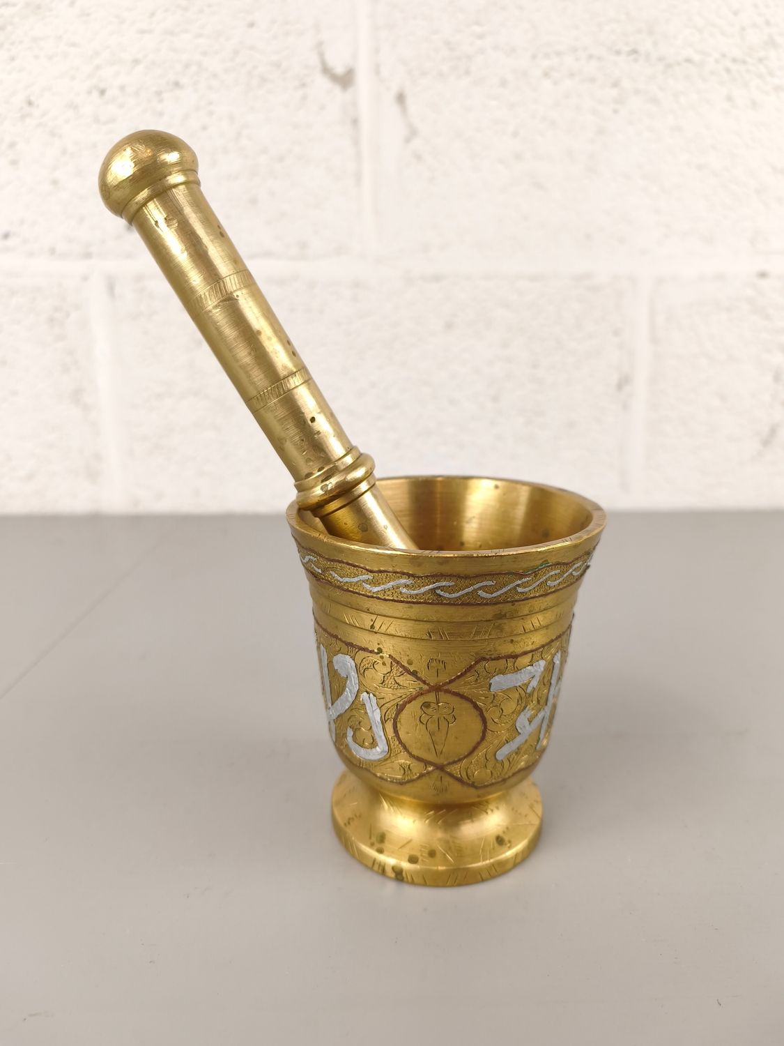 Oriental brass mortar