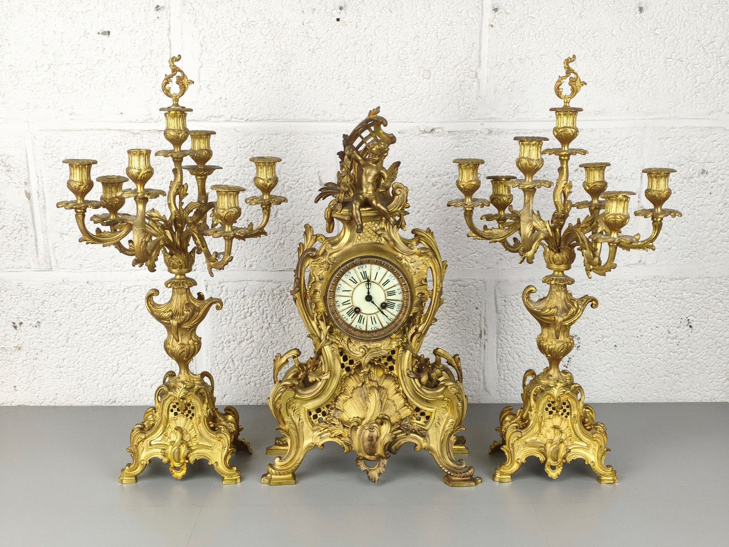 Large gilt bronze mantelpiece