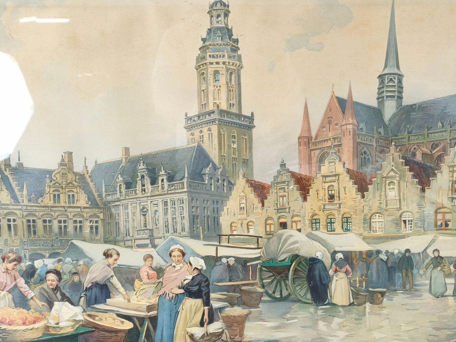Flori Van Acker - chromo lithograph - Veurne markt