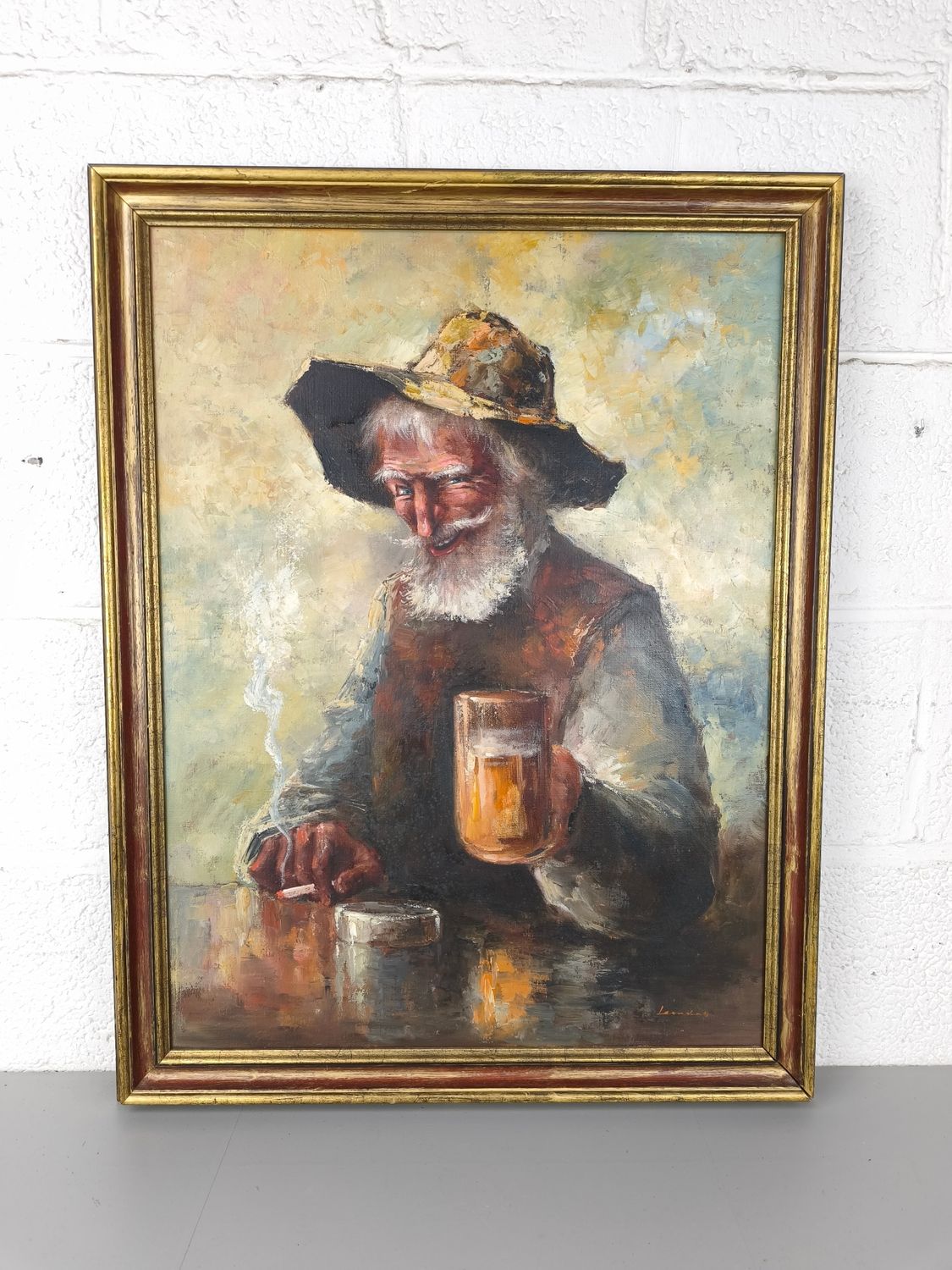 Portrait of a beer drinking man