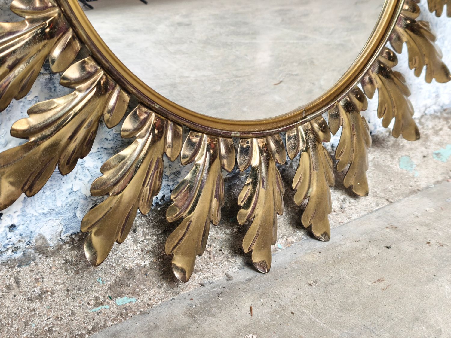 Vintage brass sun mirror