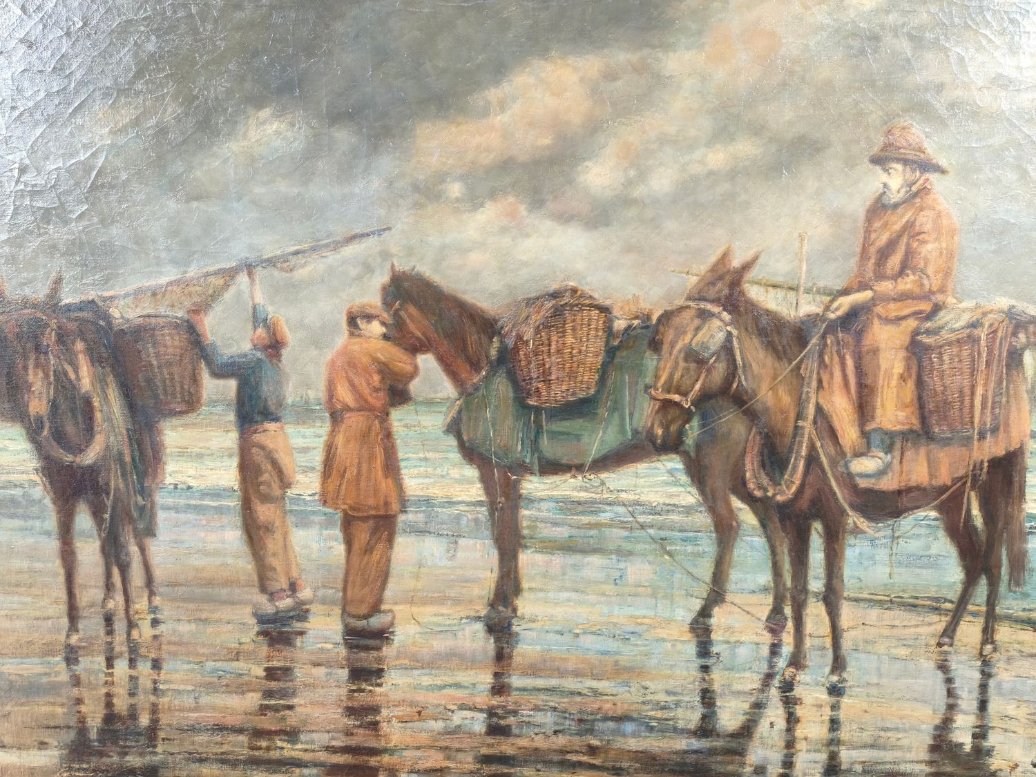 Alfons Rubbens - Extra large painting - shrimp fisherman