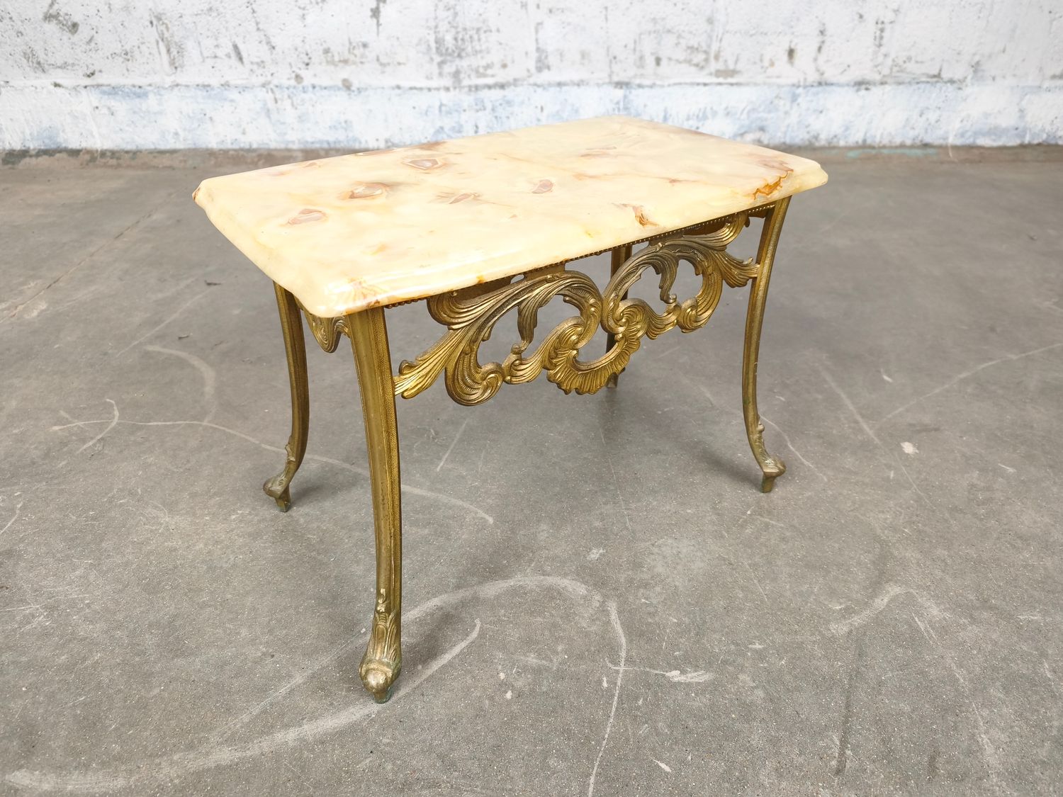 Brass and onyx side table