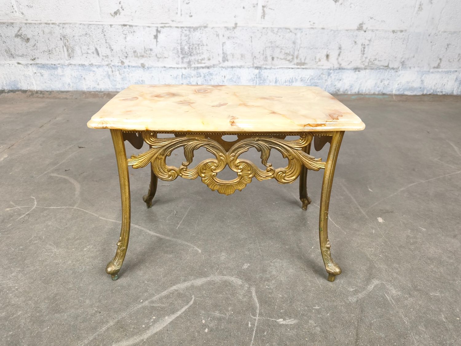 Brass and onyx side table