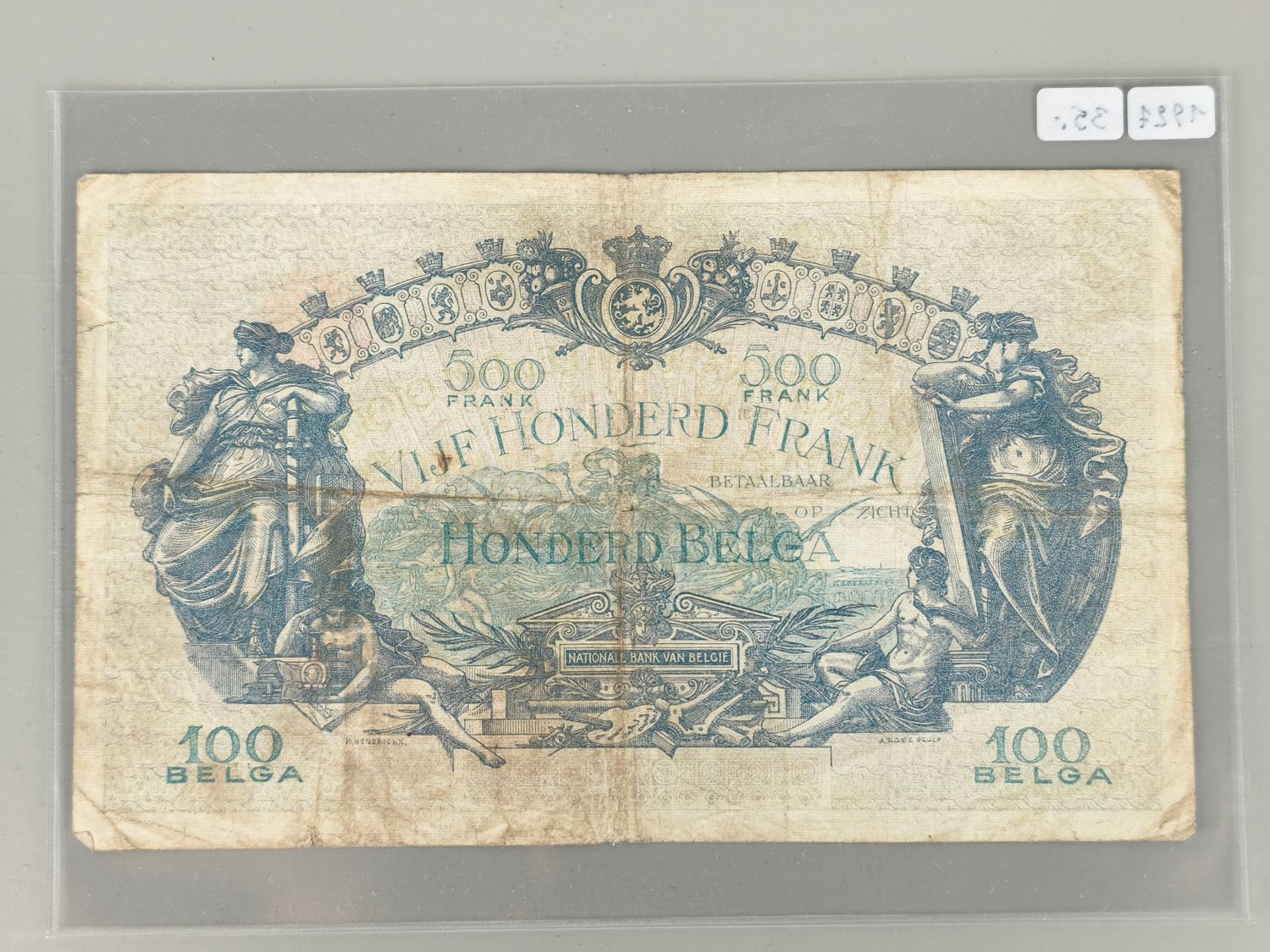 Banknote 500 frank België 1927