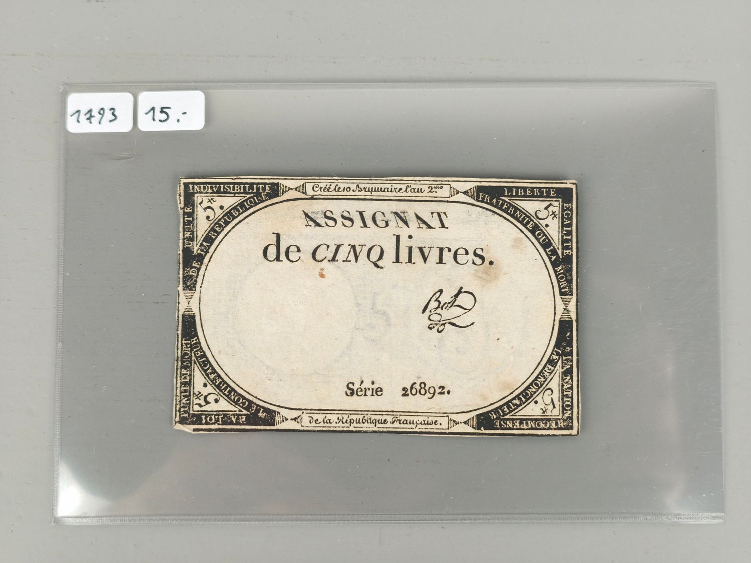 Banknote 5 livres France 1793