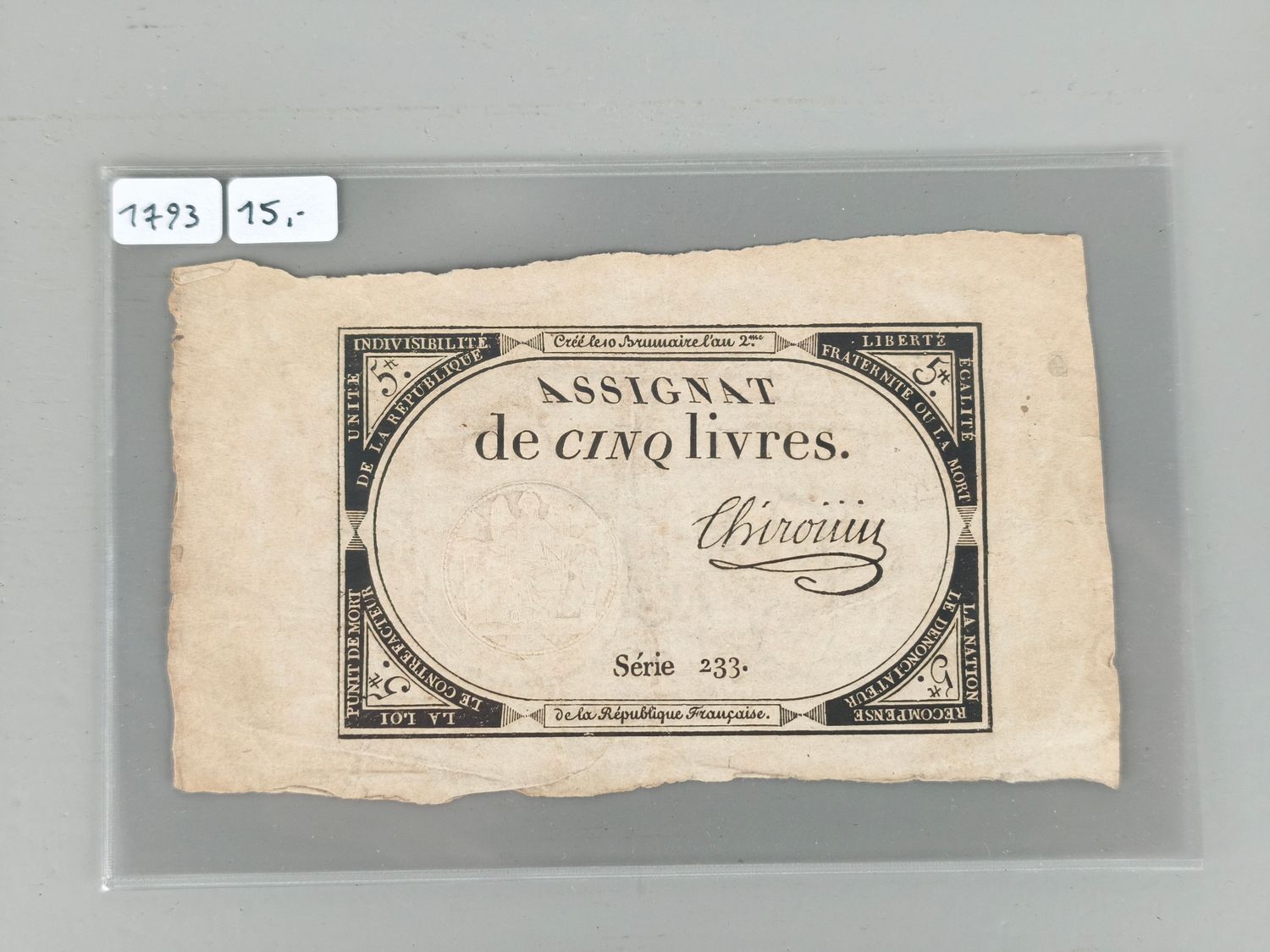 Banknote 5 livres France 1793