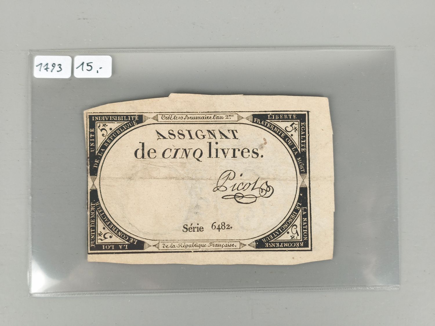 Banknote 5 livres France 1793