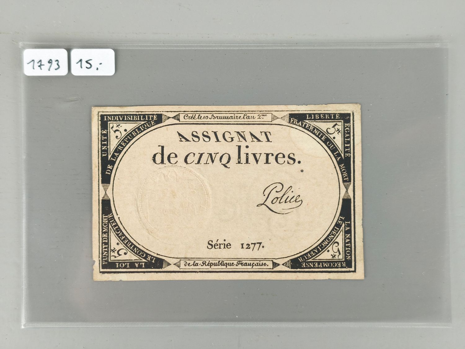 Banknote 5 livres France 1793