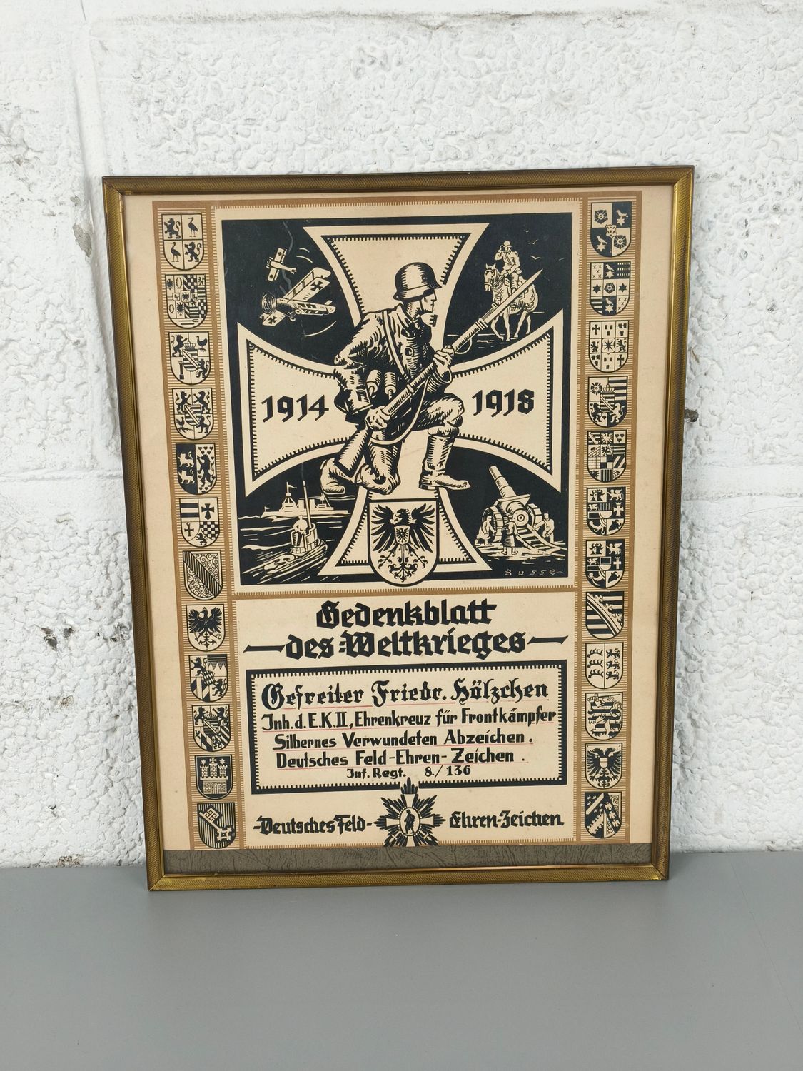 German WW1 memorial frame