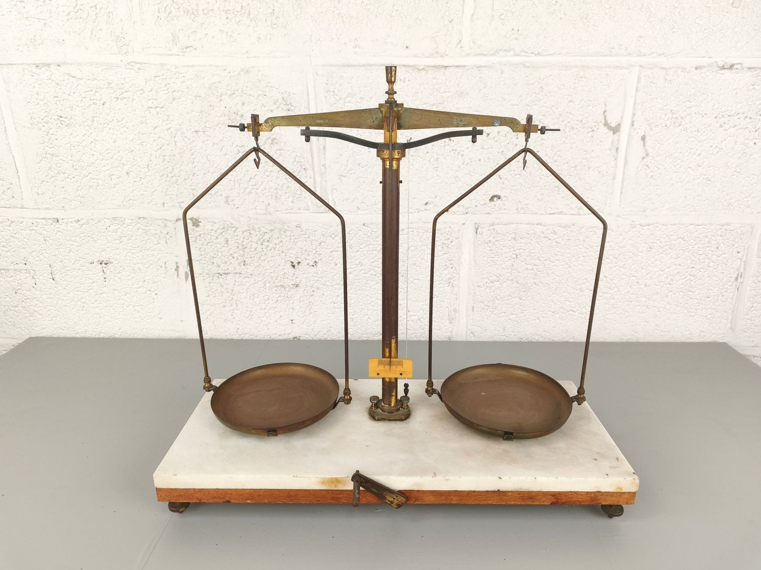 Old apothecary scale with marble