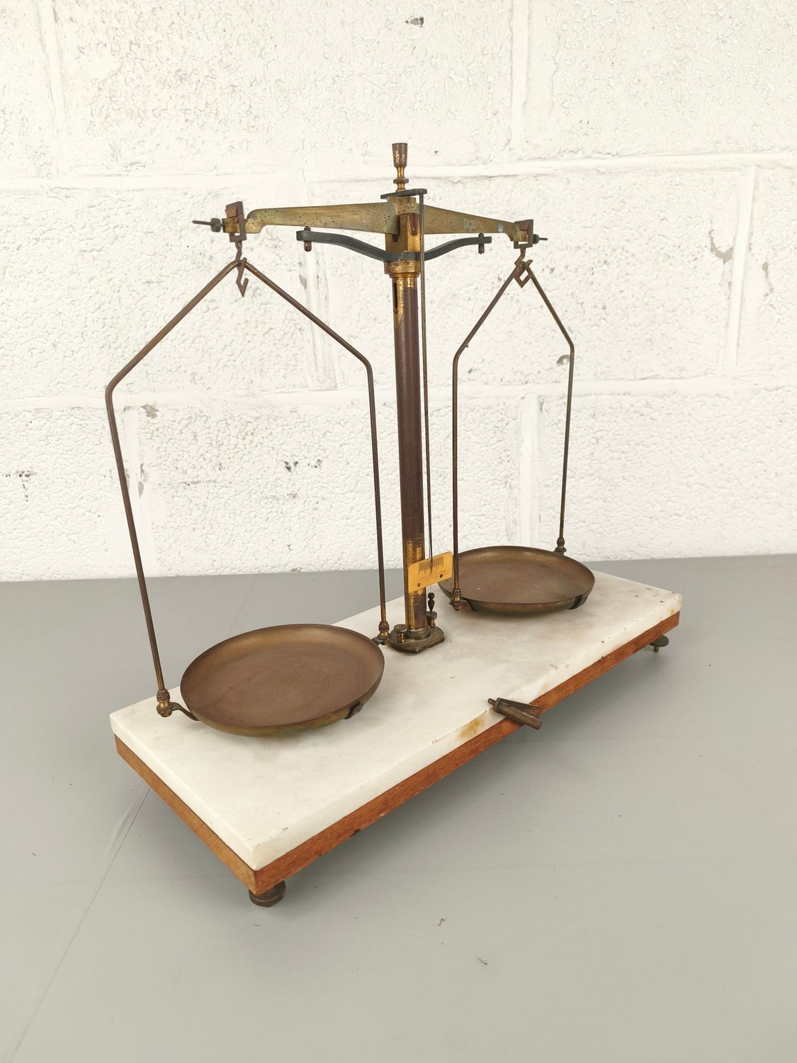 Old apothecary scale with marble
