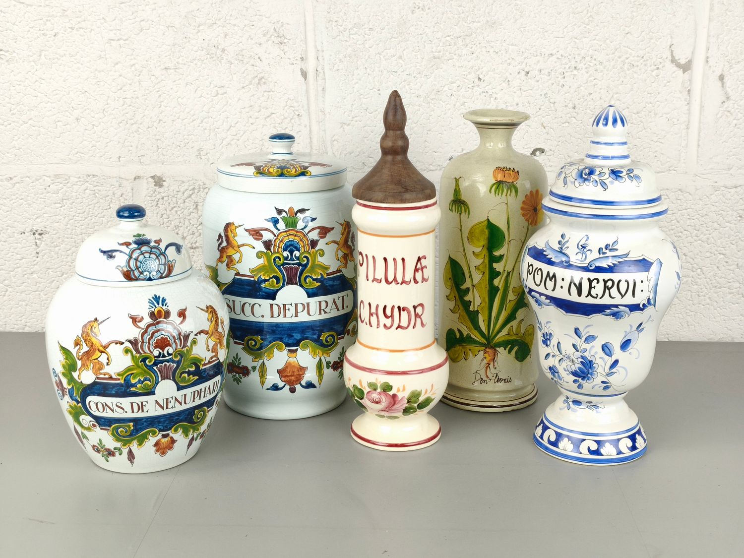 Large porcelain apothecary jars