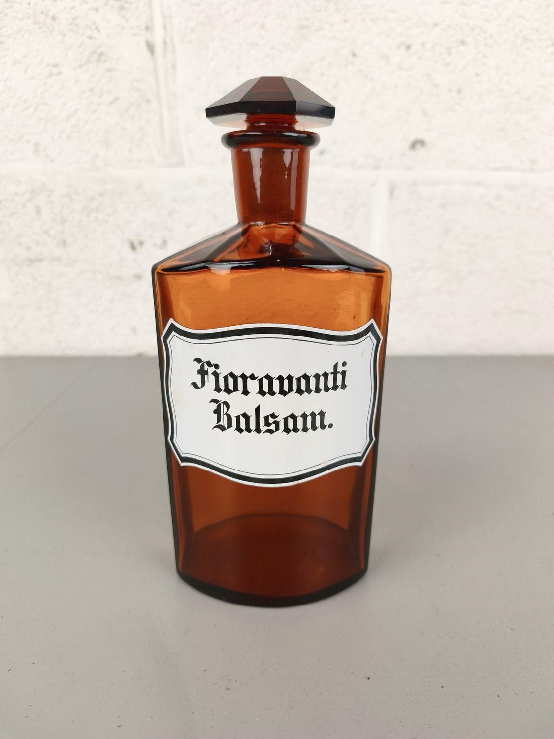 Large apothecary bottle enamelled