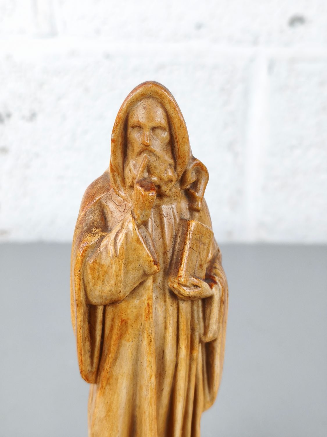 Antique plaster statue St. Benedict