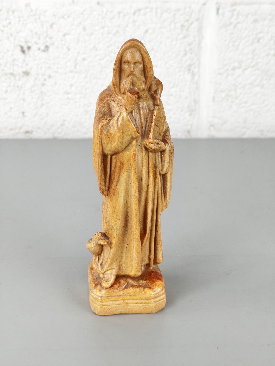 Antique plaster statue St. Benedict