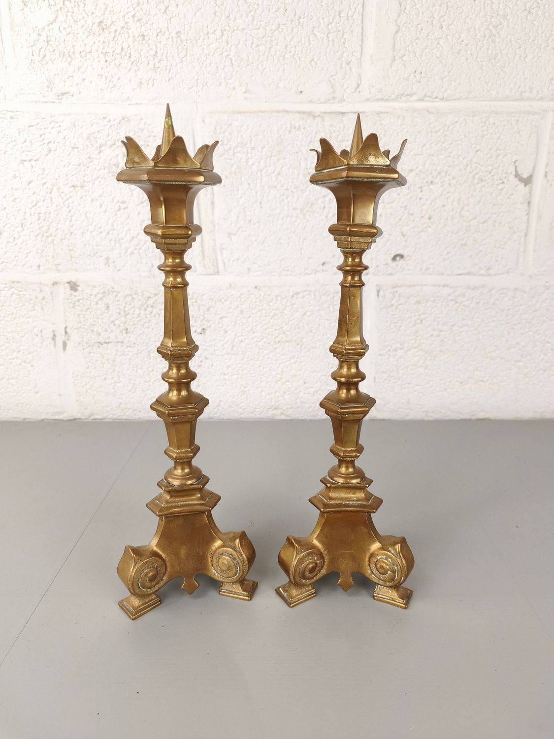 Pair of large brass candlesticks