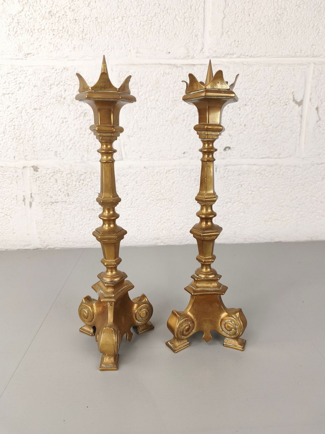 Pair of large brass candlesticks