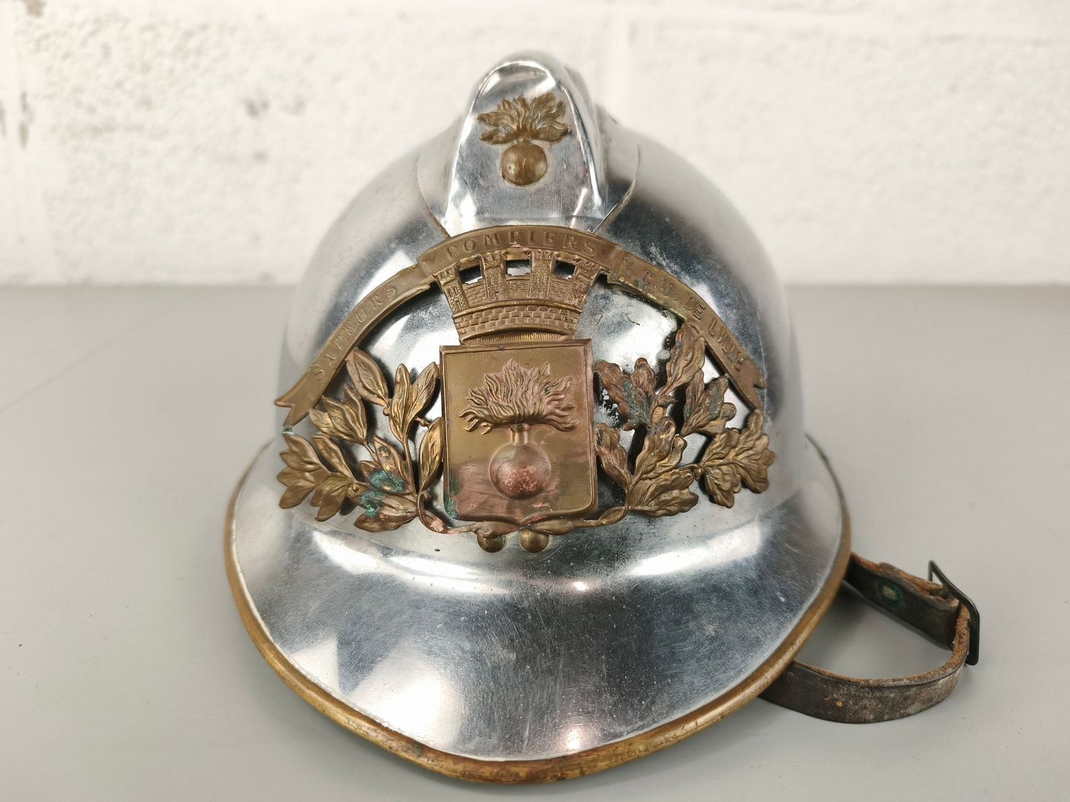 Antique French fire fighter helmet