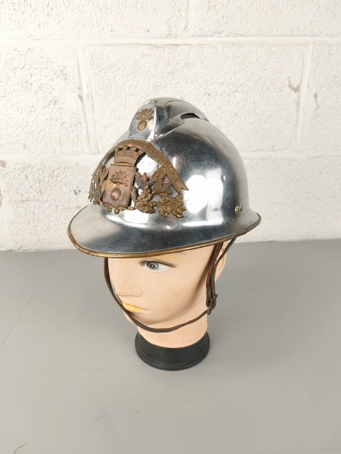 Antique French fire fighter helmet