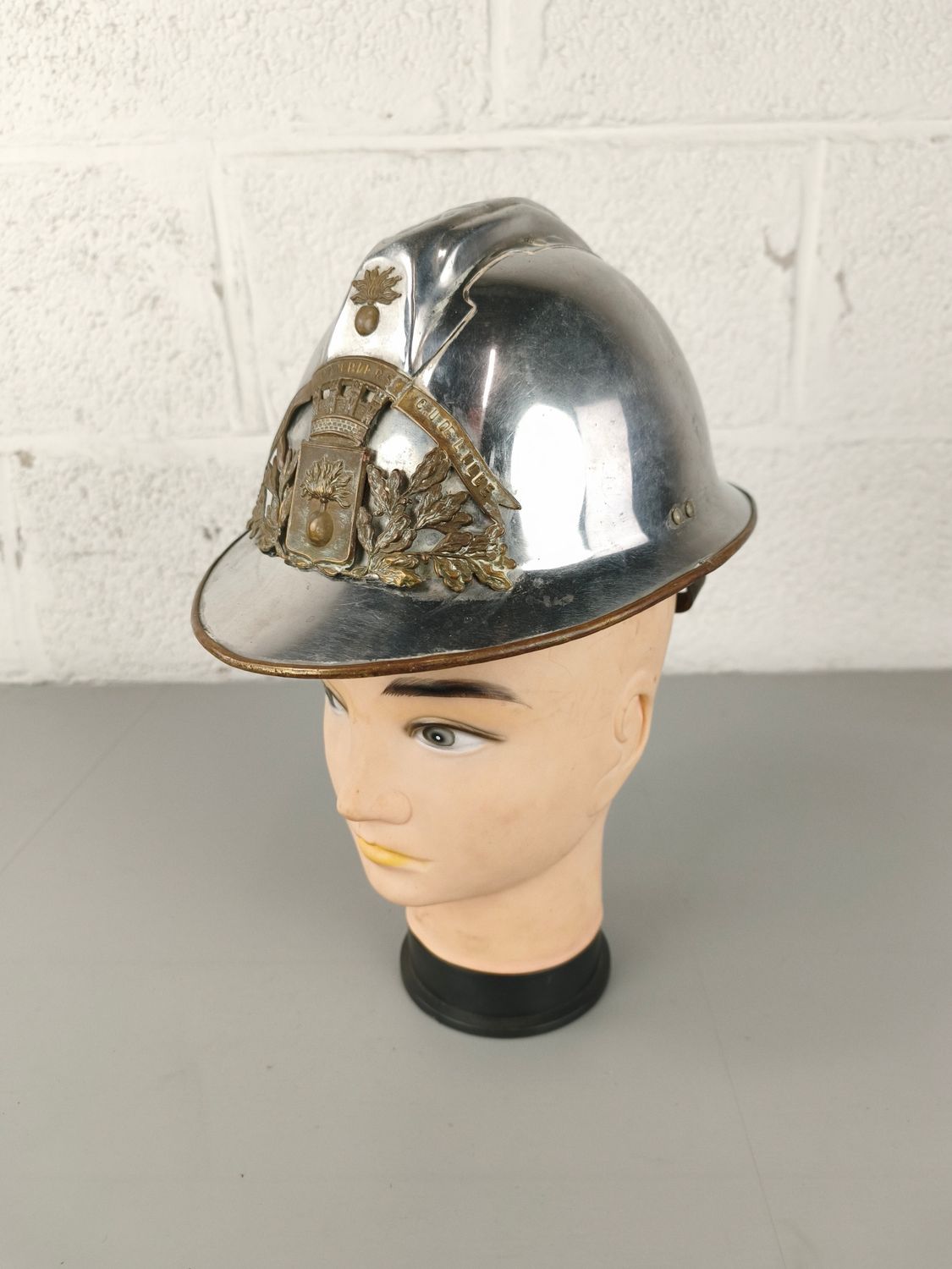 Antique French fire fighter helmet