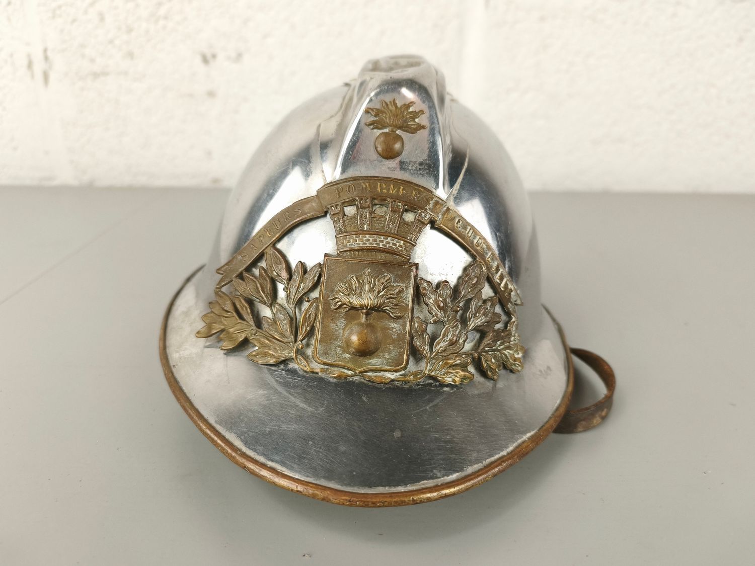Antique French fire fighter helmet