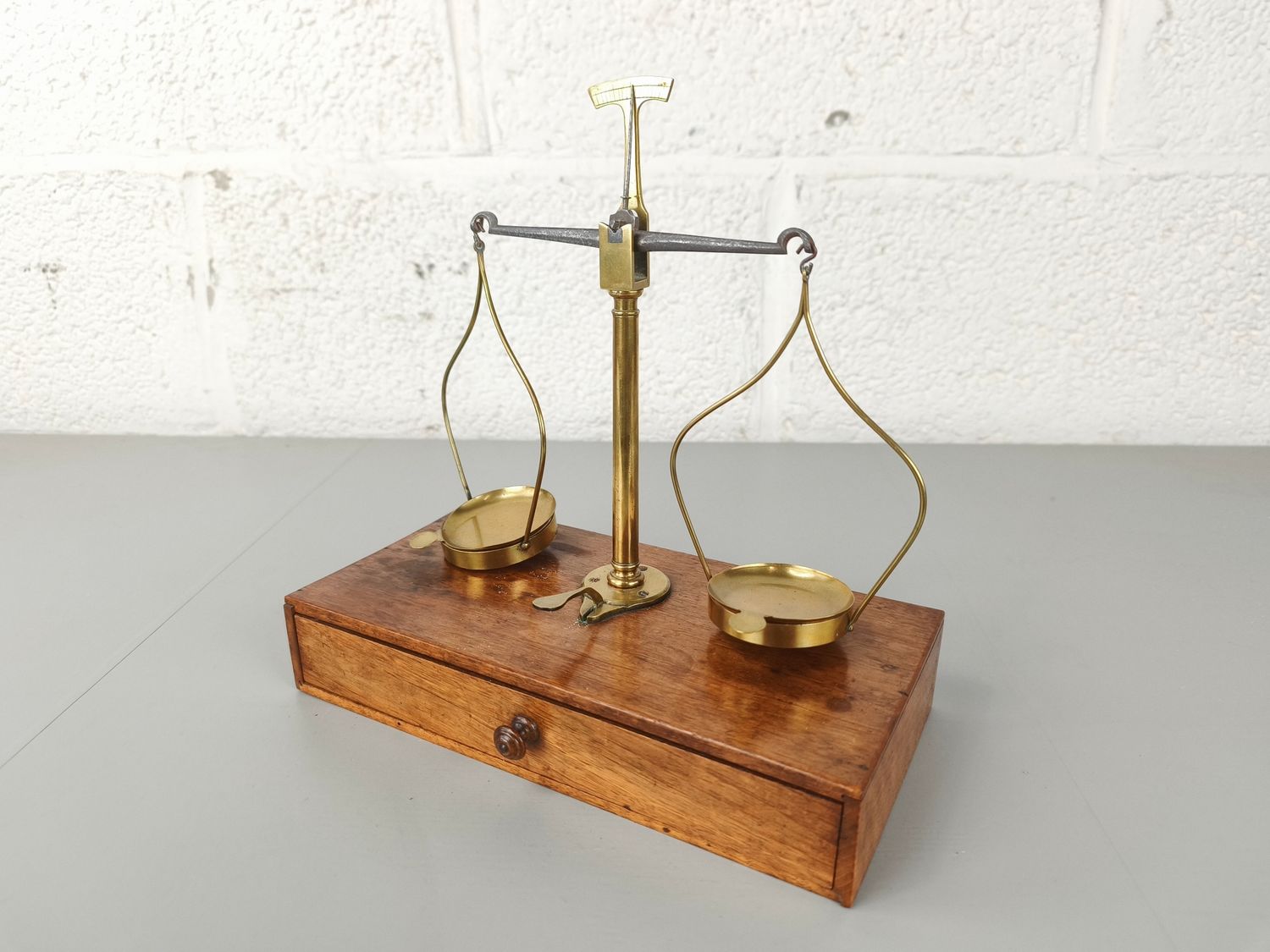 Old apothecary scale with drawer