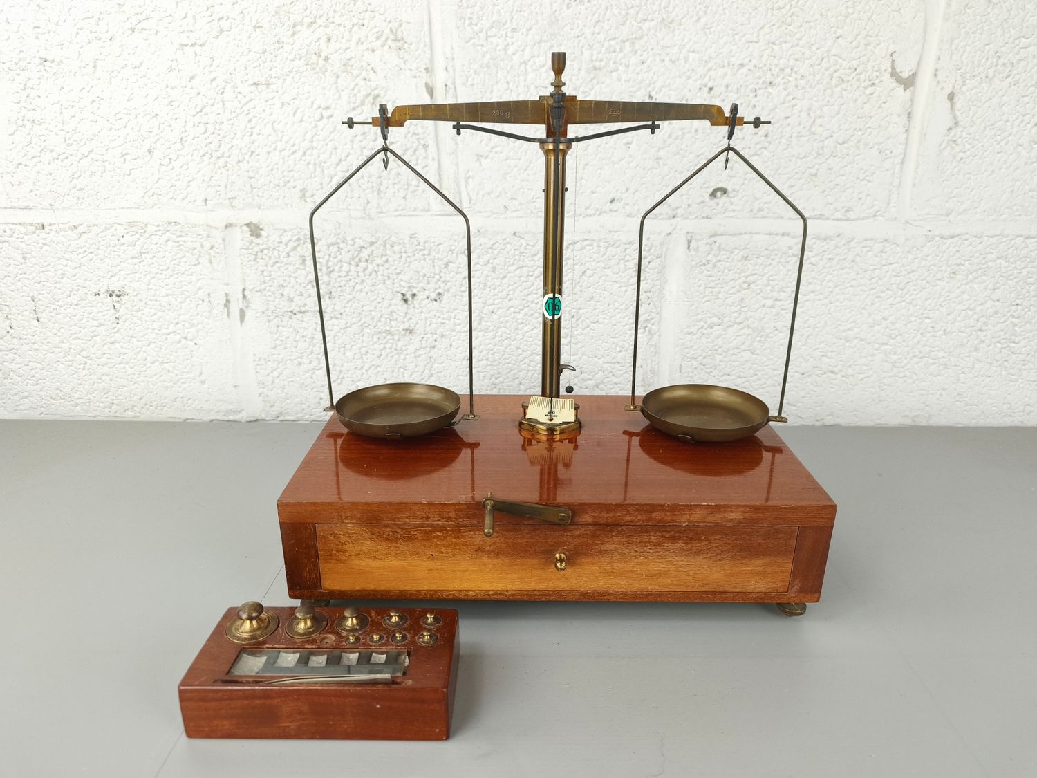 Old apothecary scale with weights