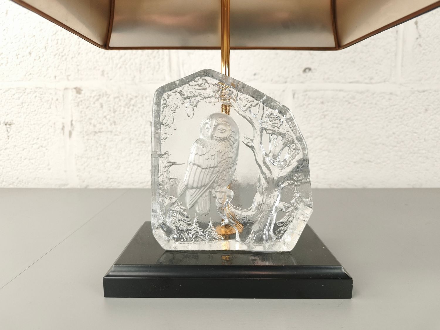 Vintage table lamp glass Goebel owl