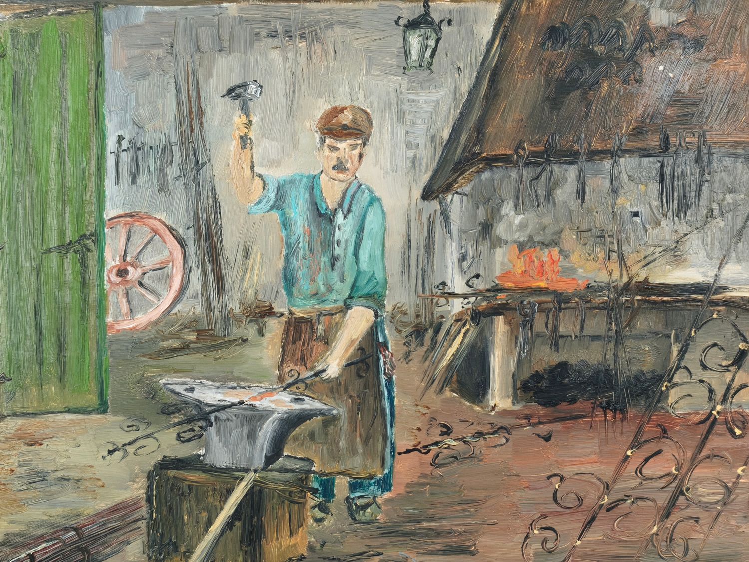 Georges Tahon - painting - Blacksmith
