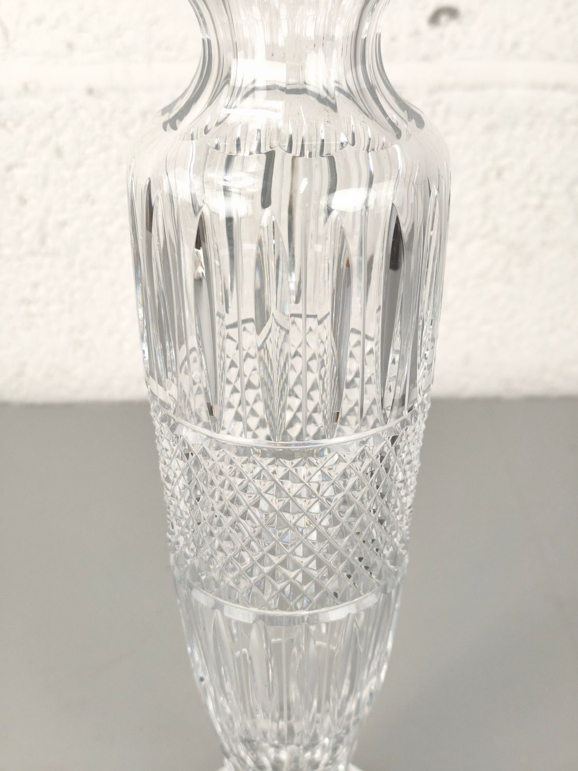 Tall narrow crystal vase